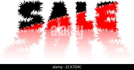 3D rot-schwarz Text VERKAUF mit Schatten und Reflexion. Vektorgrafik auf weißem Hintergrund. Stock Vektor