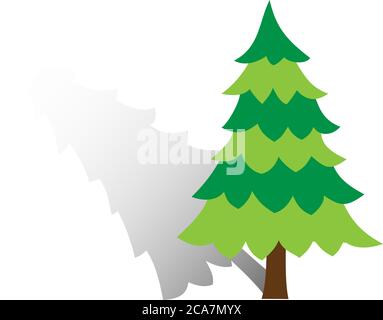 Vektorgrafik. Baum, Weihnachtstanne, Silhouette isoliert auf weißem Hintergrund. Stock Vektor