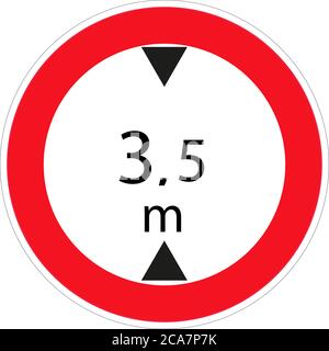 Verkehrszeichen. Höhenbegrenzung 3.5 Meter. Vektorgrafik. Roter Kreis. Begrenzt die Fahrzeughöhe. Stock Vektor