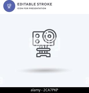 Action Camera Icon Vektor, gefülltes flaches Schild, solides Piktogramm isoliert auf weiß, Logo Illustration. Action Camera-Symbol für die Präsentation. Stock Vektor