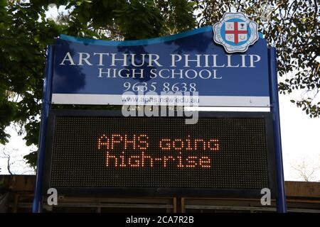 Arthur Phillip High School in der Macquarie Street, Parramatta im Westen von Sydney, NSW, Australien Stockfoto