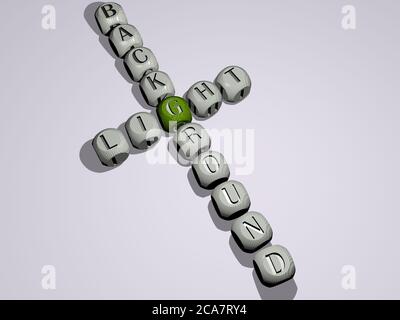 Kombination von HELLEN HINTERGRUND durch kubische Buchstaben aus der oberen Perspektive gebaut, hervorragend für die Konzeptpräsentation. Illustration und Abstract. 3D-Illustration Stockfoto