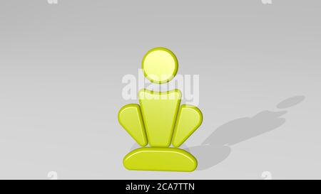 Award Trophäe gemacht durch 3D-Illustration einer glänzenden Metallic-Skulptur mit dem Schatten auf hellem Hintergrund. Design und Ikone Stockfoto