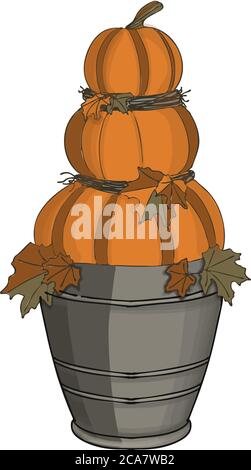 Komposition für Halloween. Kürbisse. Vektorgrafik isoliert auf weißem Hintergrund Stock Vektor