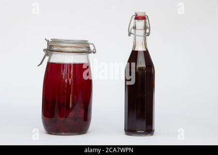 Hausgemachte Rüben Kvass. Ein fermentierter probiotischer Rote Bete Drink Stockfoto