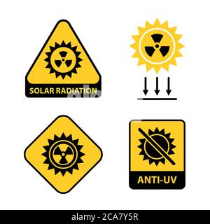 Satz von Sonnensymbolen. Flache Vektordarstellung. Stock Vektor