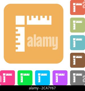 Seitenlineale flache Symbole auf abgerundeten quadratischen, lebendigen Hintergrundfarben. Stock Vektor