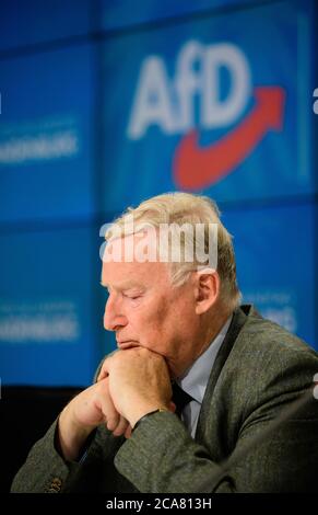 Potsdam, Deutschland. August 2020. Alexander Gauland, Ehrenvorsitzender der AfD, bei einer Pressekonferenz im Anschluss an die Sitzung der Brandenburger AfD-Fraktion. Quelle: Soeren Stache/dpa-Zentralbild/dpa/Alamy Live News Stockfoto