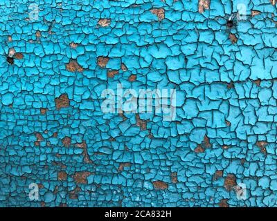 Grunge Holzstruktur mit blauer Farbe bemalt Stockfoto
