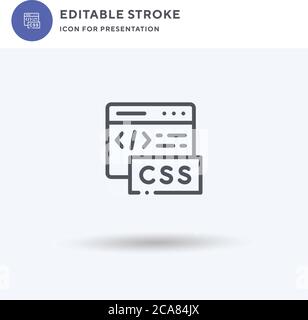 CSS Datei Icon Vektor, gefüllt flaches Zeichen, solides Piktogramm isoliert auf weiß, Logo Illustration. CSS-Dateisymbol für die Präsentation. Stock Vektor