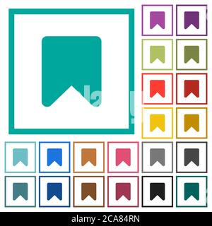 Lesezeichen für flache Farbsymbole mit Quadranten auf weißem Hintergrund Stock Vektor
