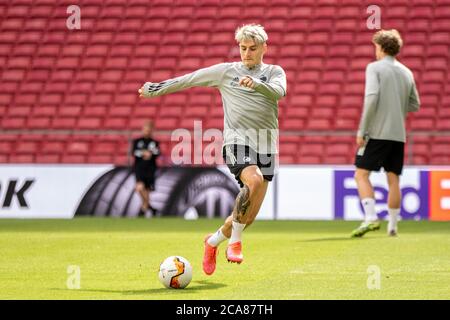 Kopenhagen, Dänemark. August 2020. Guillermo Varela vom FC Kopenhagen bei einem offenen Training vor dem Europa League Spiel zwischen dem FC Kopenhagen und Istanbul Basaksehir im Telia Parken in Kopenhagen. (Foto Kredit: Gonzales Foto/Alamy Live News Stockfoto