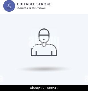 Verdächtiger Symbolvektor, gefülltes flaches Zeichen, solides Piktogramm isoliert auf Weiß, Logo-Illustration. Verdächtiges Symbol für Präsentation. Stock Vektor