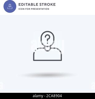 Verdächtiger Symbolvektor, gefülltes flaches Zeichen, solides Piktogramm isoliert auf Weiß, Logo-Illustration. Verdächtiges Symbol für Präsentation. Stock Vektor