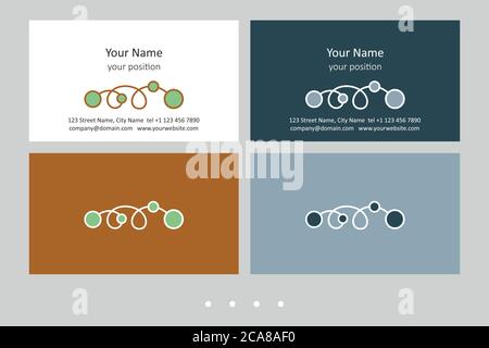 Zeitlose Visitenkartenvorlage. Einfaches handgezeichnetes Ornament und zwei ausdrucksstarke Farbschemen - fügen Sie einfach persönliche Daten hinzu. Stock Vektor