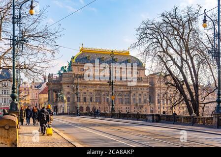 PRAG, TSCHECHISCHE REPUBLIK - 2. FEBRUAR 2020: Tschechisches Nationaltheater in Prag, Tschechische Republik. Stockfoto