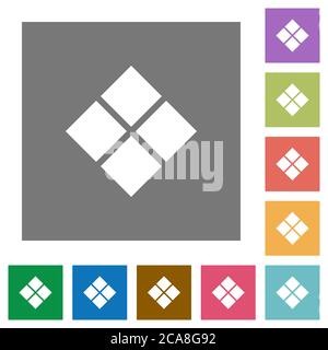 Diagonale Kachel Muster flache Symbole auf einfache Farbe quadratischen Hintergründen Stock Vektor