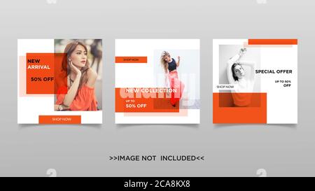 Mode Social Media Post Template Orange Design Stockfoto
