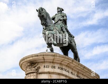 Reiterstatue des Königs Johann I. von Portugal, Praça da Figueira, Lissabon Stockfoto