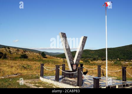 Kroatien, Otocac: 133. kroatischen Regiment Denkmal. Ex-Jugoslawien-Krieg (19911995). Stockfoto