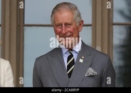 Prinz Charles wird beim Empfang des Government House in Sydney, Australien, begrüßt. Stockfoto