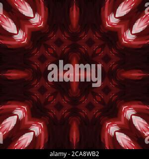 Blume Kaleidoskop Muster abstrakten Hintergrund. Kastanienbraun dunkel abstrakt fraktalen Kaleidoskop Hintergrund. Florale abstrakte fraktale Muster geometrische sym Stockfoto