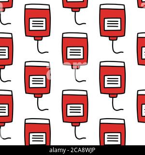 Blutspende nahtlose Doodle-Muster, Vektor-Illustration Stock Vektor