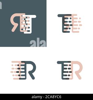 TR Buchstaben Logo mit Akzent Geschwindigkeit rosa und grau Stock Vektor