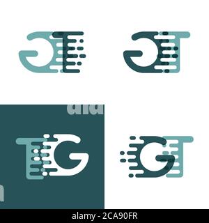 GT Buchstaben Logo mit Akzentgeschwindigkeit in grau und dunkelgrün Stock Vektor