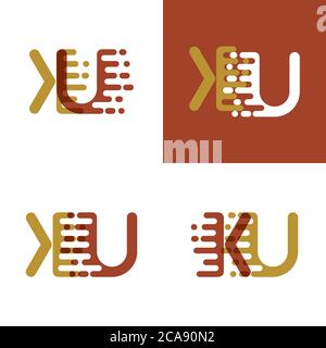 KU Letters Logo mit Akzentgeschwindigkeit in hellbraun und dunkelbraun Stock Vektor