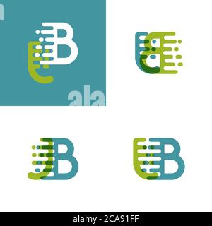 JB Buchstaben Logo mit Akzentgeschwindigkeit in hellgrün und hellblau Stock Vektor