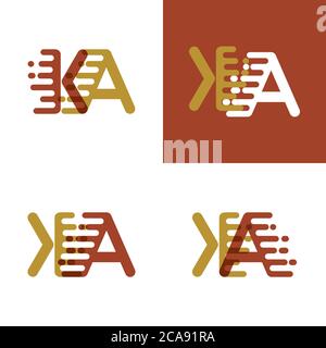 KA Buchstaben Logo mit Akzentgeschwindigkeit in hellbraun und dunkelbraun Stock Vektor