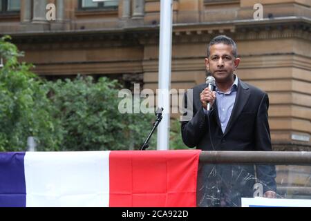 Holen Sie sich die Rallye Australien zurück. Im Bild: Danny Nalliah, Rise Up Australia Party. Stockfoto