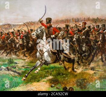 Vive L'Empereur, (französische 4. Hussar-Kavallerie-Anklage bei der Schlacht von Friedland, Juni 14. 1807), Gemälde von Jean-Baptiste Edouard Detaille, 1891 Stockfoto