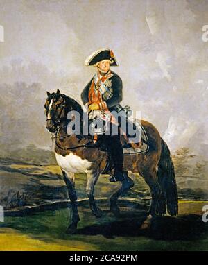 König Karl IV. Von Spanien (1748-1819) zu Pferd, Reitportrait von Francisco Goya, 1800-1801 Stockfoto