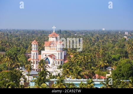 Ansicht des Jesuskindes römisch-katholische lateinische Kathedrale, Kollam, Kerala, Indien, Asien Stockfoto