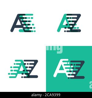 AZ Buchstaben Logo mit Akzentgeschwindigkeit in tosca grün und dunkelblau Stock Vektor