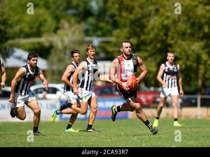 Benalla Victoria 14. März 2020. Goulburn Valley League Benalla Saints Nehmen Sie Ovens und Murray Wangaratta Magpies auf dem Benalla Showgrounds an Stockfoto