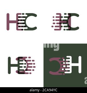 HC Buchstaben Logo mit Akzentgeschwindigkeit in lila und dunkelgrün Stock Vektor