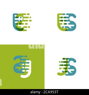 JS Letters Logo mit Akzentgeschwindigkeit in hellgrün und hellblau Stock Vektor