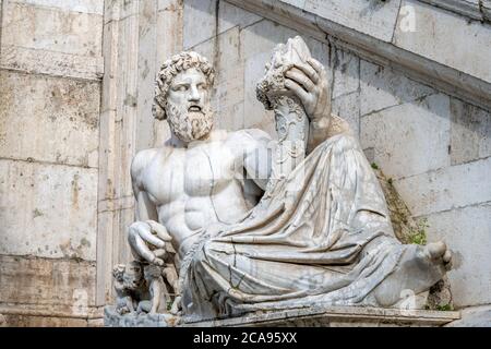 Palazzo Senatorio, Brunnen der Göttin von Rom, Tiber, Piazza del Campidoglio, Kapitol, Rom, Latium, Italien, Europa Stockfoto