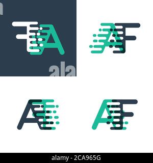 AF Buchstaben Logo mit Akzentgeschwindigkeit in tosca grün und dunkelblau Stock Vektor