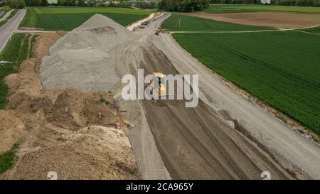 Straßenbauarbeiten in Burgau, Schwaben, Bayern, Deutschland Stockfoto