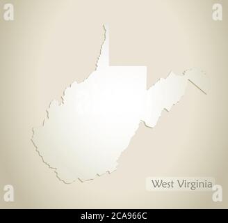 West Virginia Karte, alte Papier Hintergrund Vektor Stock Vektor
