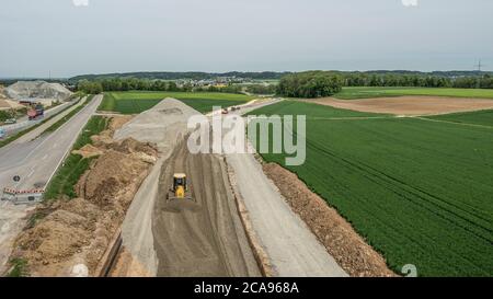 Straßenbauarbeiten in Burgau, Schwaben, Bayern, Deutschland Stockfoto