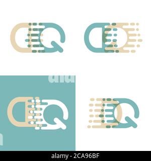 DQ Buchstaben Logo mit Akzentgeschwindigkeit in Creme und Pastellgrün Stock Vektor