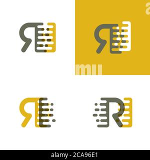 RI Buchstaben Logo mit Akzentgeschwindigkeit in braun und dunkelgelb Stock Vektor