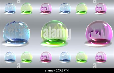 Luft- und Wasserblasen in verschiedenen Farben auf abstraktem Hintergrund Stock Vektor
