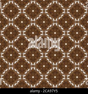 Einzigartige Kreismotive auf Kawung Batik mit sehr ausgeprägter dunkelbrauner Farbe. Stock Vektor