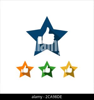 Daumen hoch Stern Vektor-Zeichen-Logo. Symbol für gute Bewertung Bewertung Erfolg und Qualität Stock Vektor